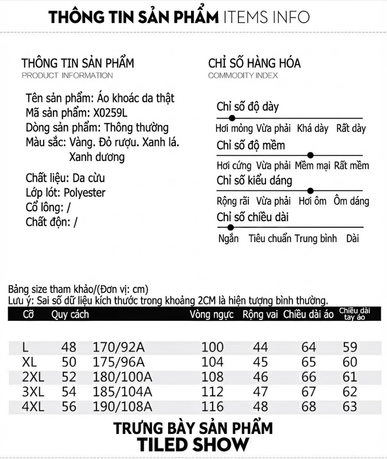 Áo Khoác Da Cừu Nam Dáng Ôm Cổ Trụ Màu Đen, Nâu, Xanh Navy, Đỏ Rượu Vang chi tiết 5