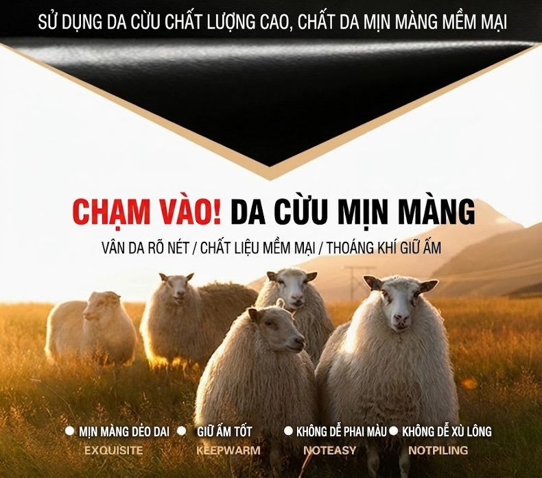 Áo Khoác Da Nam Da Cừu Cổ Bẻ Khóa Kéo Dáng Ôm Màu Đen chi tiết 5