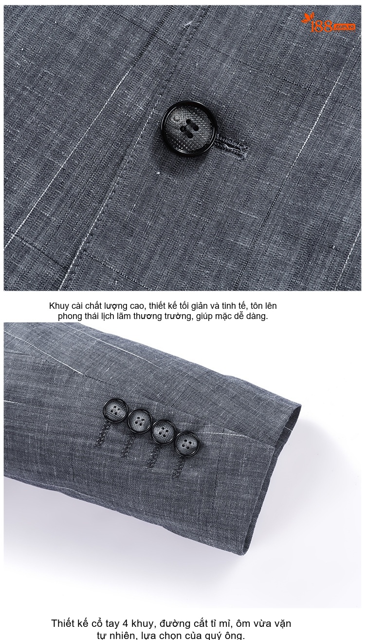 Áo Vest Blazer Nam Cotton Modal Mỏng Dáng Ôm Phong Cách Hàn Quốc Màu Xám chi tiết 13