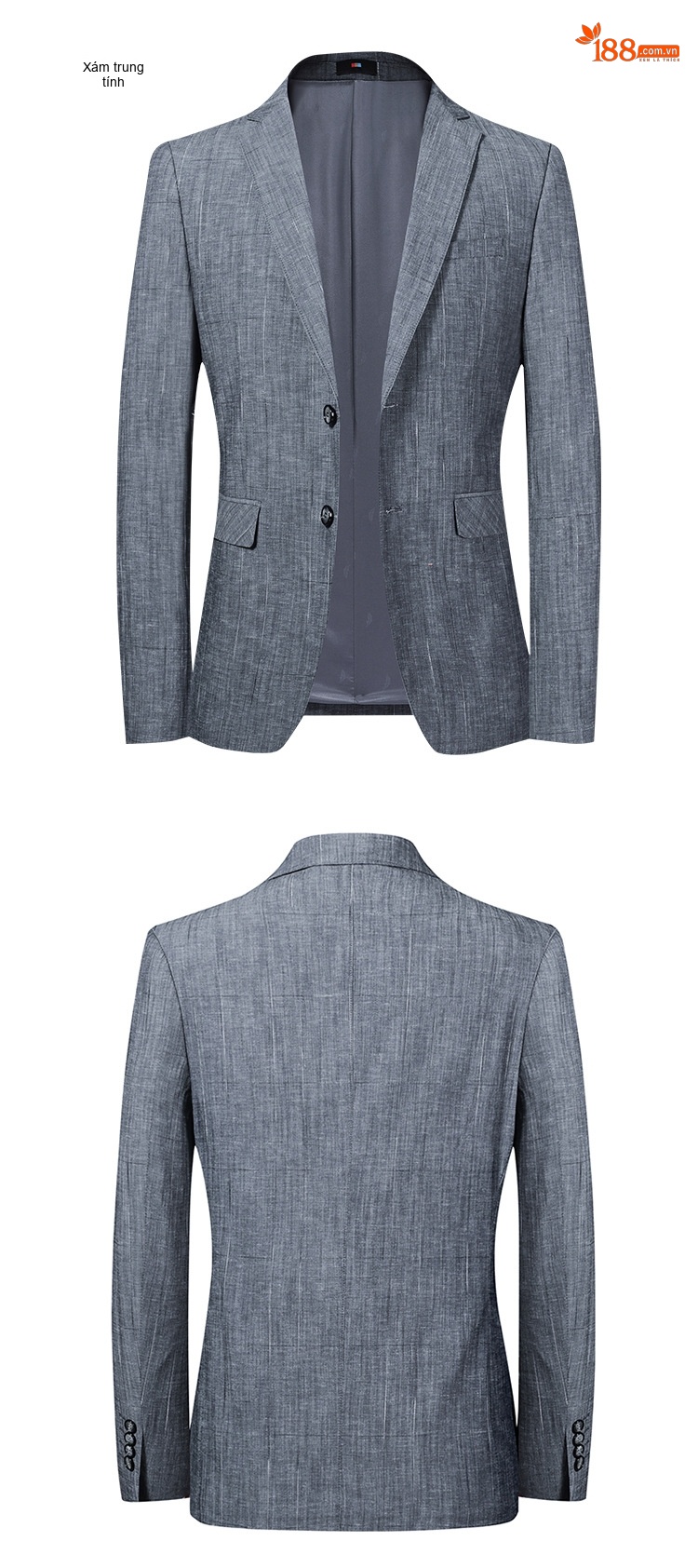 Áo Vest Blazer Nam Cotton Modal Mỏng Dáng Ôm Phong Cách Hàn Quốc Màu Xám chi tiết 12