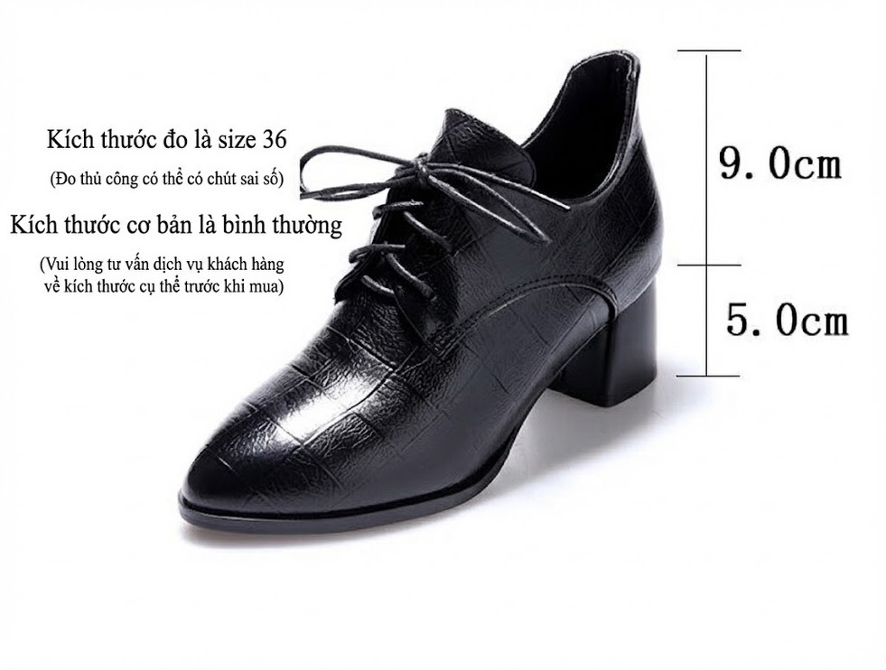 Giày Oxford Nữ Da Thật Chiều Cao Đế Khoảng 5cm Màu Đen, Đỏ chi tiết 1