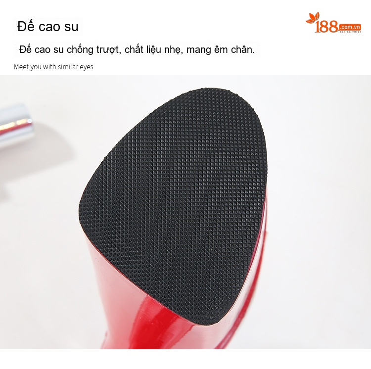 Dép Cao Gót Nữ Quai Trong Suốt Đính Đá Chiều Cao Đế Khoảng 17cm 20cm Màu Đen, Đỏ, Trắng, Tím... chi tiết 5