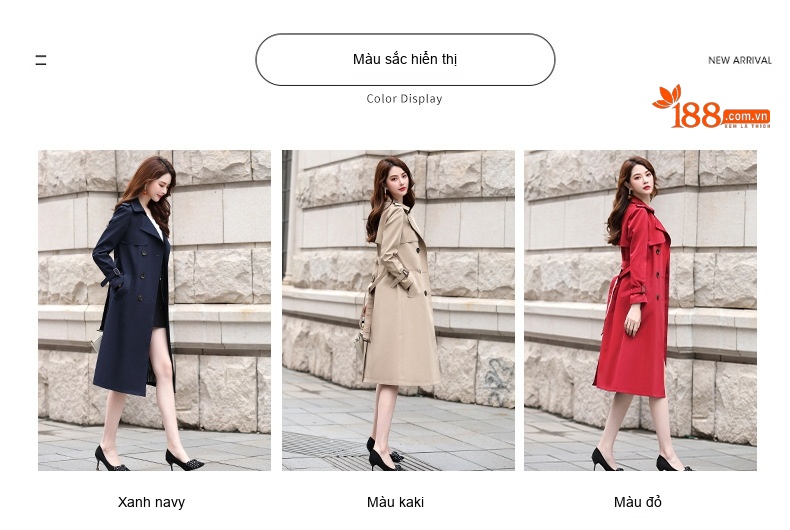 Áo Khoác Trench Coat Nữ Dáng Dài Phong Cách Anh Quốc Màu Be, Đỏ, Xanh Navy chi tiết 6