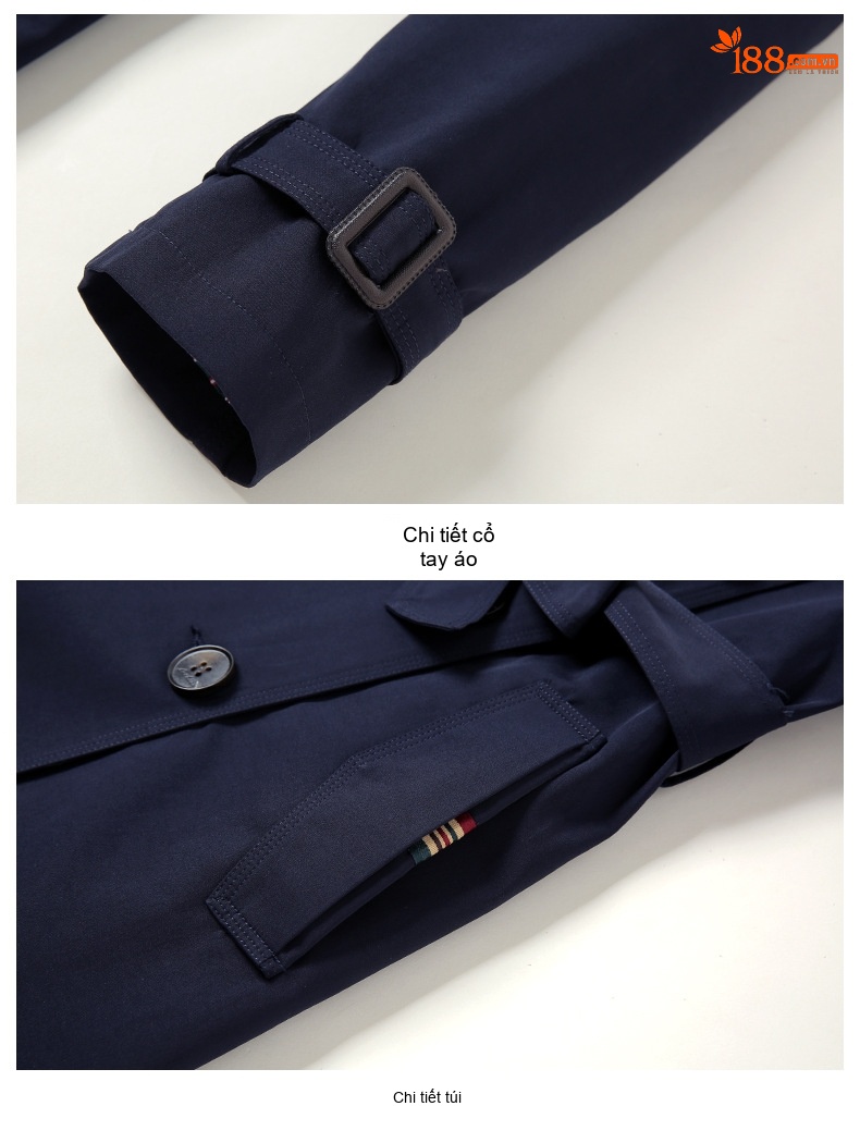 Áo Khoác Trench Coat Nữ Dáng Dài Phong Cách Anh Quốc Màu Be, Đỏ, Xanh Navy chi tiết 19