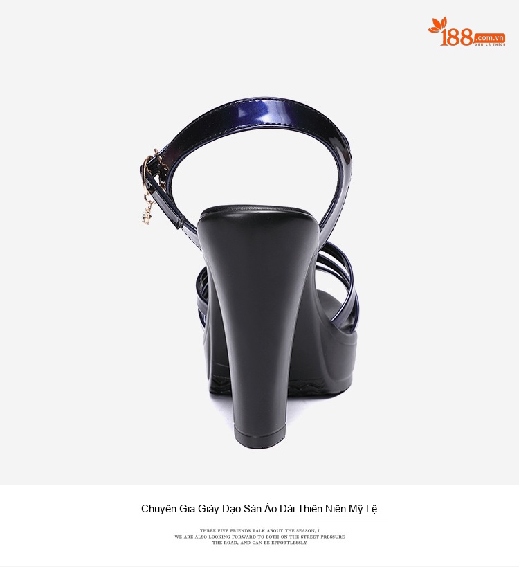 Giày Sandal Cao Gót Nữ Quai Ngang Da Bóng Gót Cao 10cm Màu Xanh Dương, Đen, Đỏ, Trắng... chi tiết 18