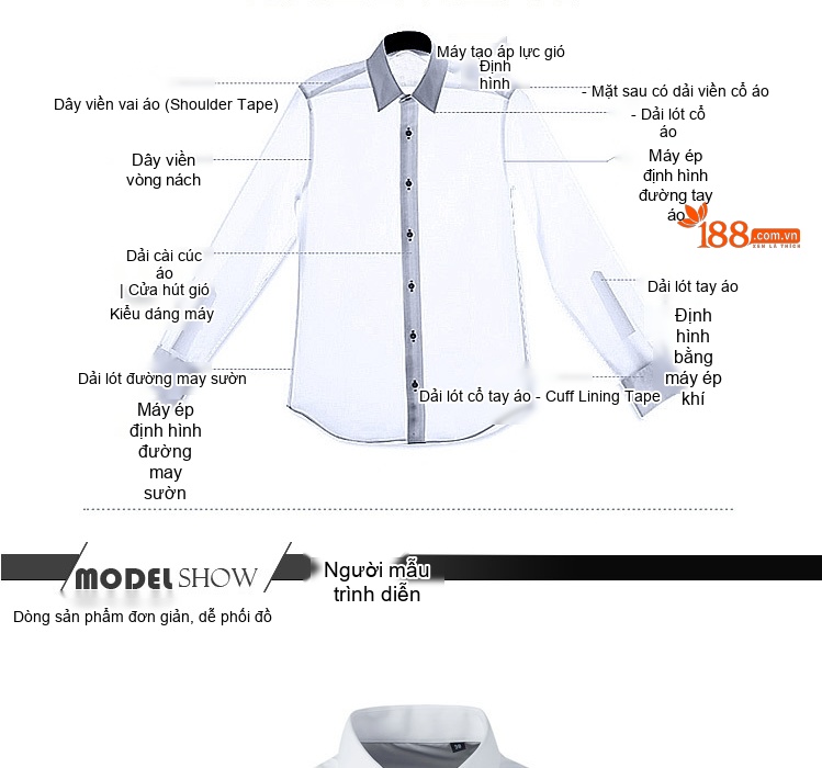 Áo Sơ Mi Tay Ngắn Nam Thiết Kế Slimfit Đính Đá Thời Trang Màu Trắng, Đen, Xanh, Xám chi tiết 4