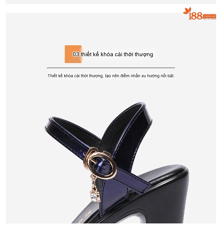 Giày Sandal Cao Gót Nữ Quai Ngang Da Bóng Gót Cao 10cm Màu Xanh Dương, Đen, Đỏ, Trắng... chi tiết 9
