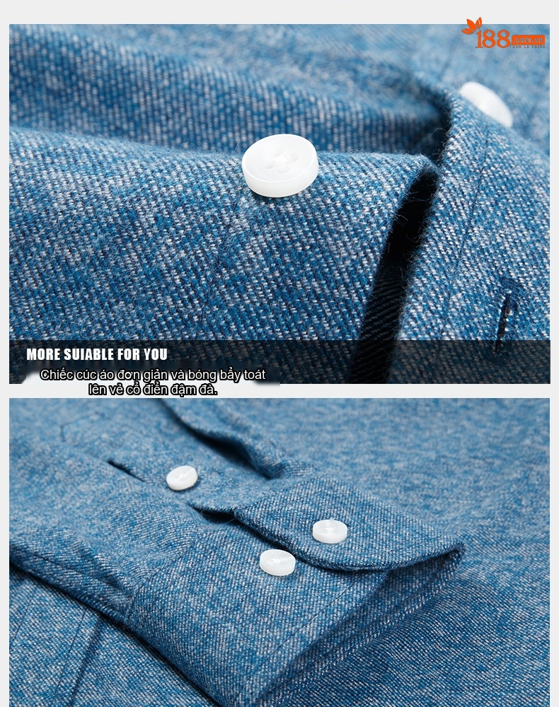 Áo Sơ Mi Tay Dài Nam Cotton Màu Trơn Trung Niên Phong Cách Doanh Nhân Màu Xanh Dương, Đỏ Rượu, Xám, Xanh Ngọc... chi tiết 11