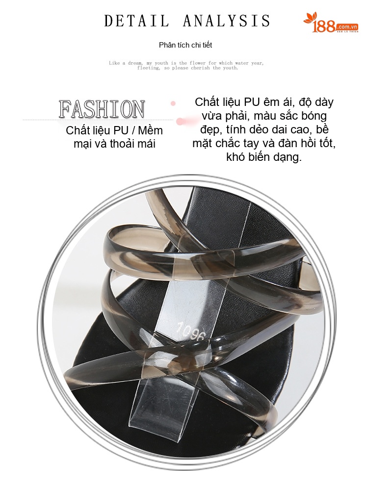 Giày Sandal Cao Gót Nữ Quai Trong Da Bóng Gót Cao 12cm Màu Đen, Đỏ, Hồng, Trắng... chi tiết 2