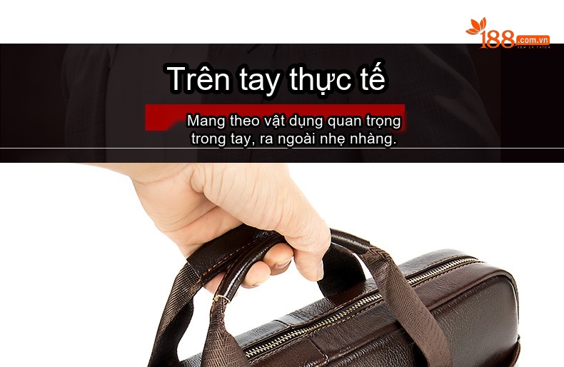 Túi Xách Công Sở Nam Da Thật Đựng Laptop Chống Sốc Có Dây Đeo Màu Nâu, Đen chi tiết 7