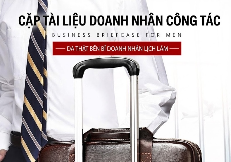 Túi Xách Công Sở Nam Da Thật Đựng Laptop Chống Sốc Có Dây Đeo Màu Nâu, Đen chi tiết 1