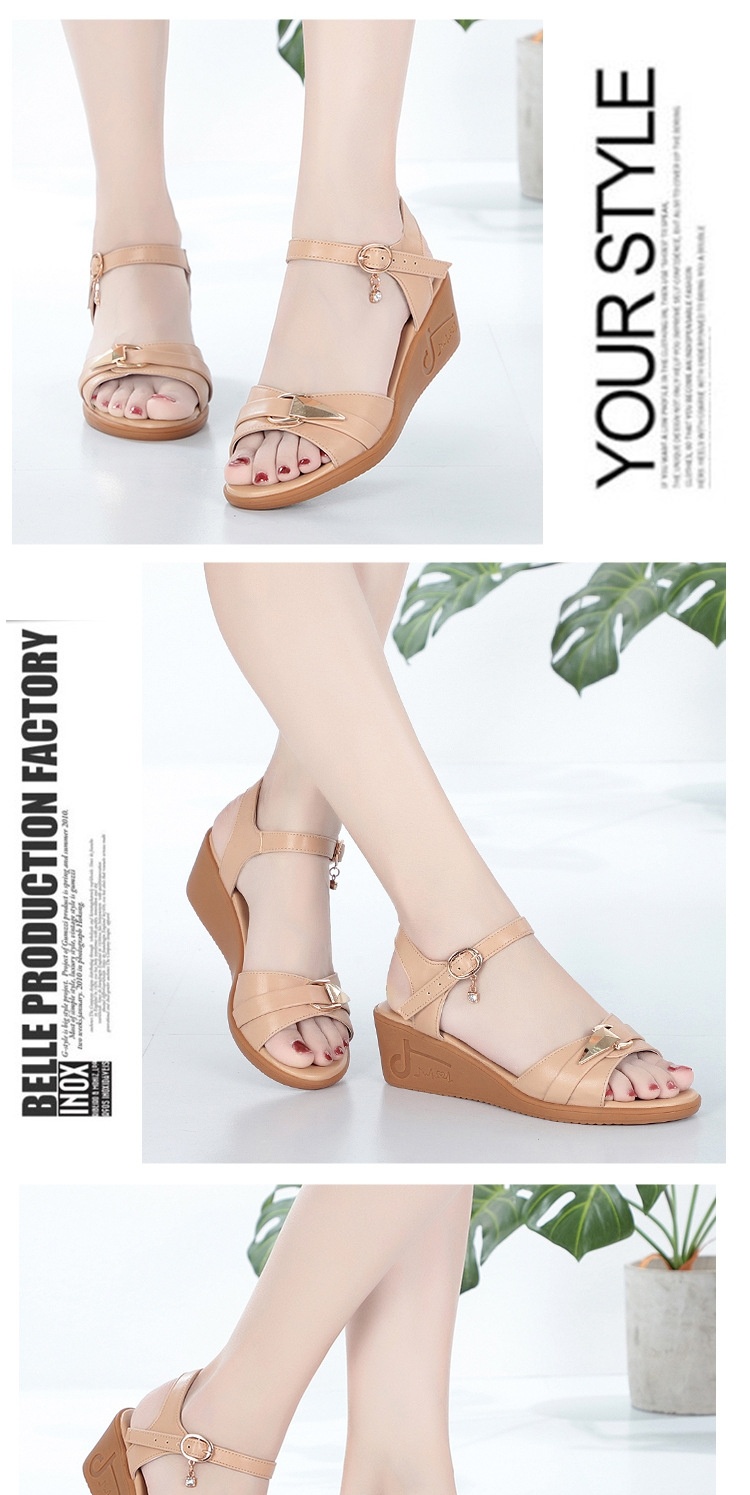 Dép Sandal Nữ Đế Xuồng Quai Hậu Mềm Mại Thoải Mái Đế Cao 4cm - 5cm Màu Be, Đen, Nâu chi tiết 5