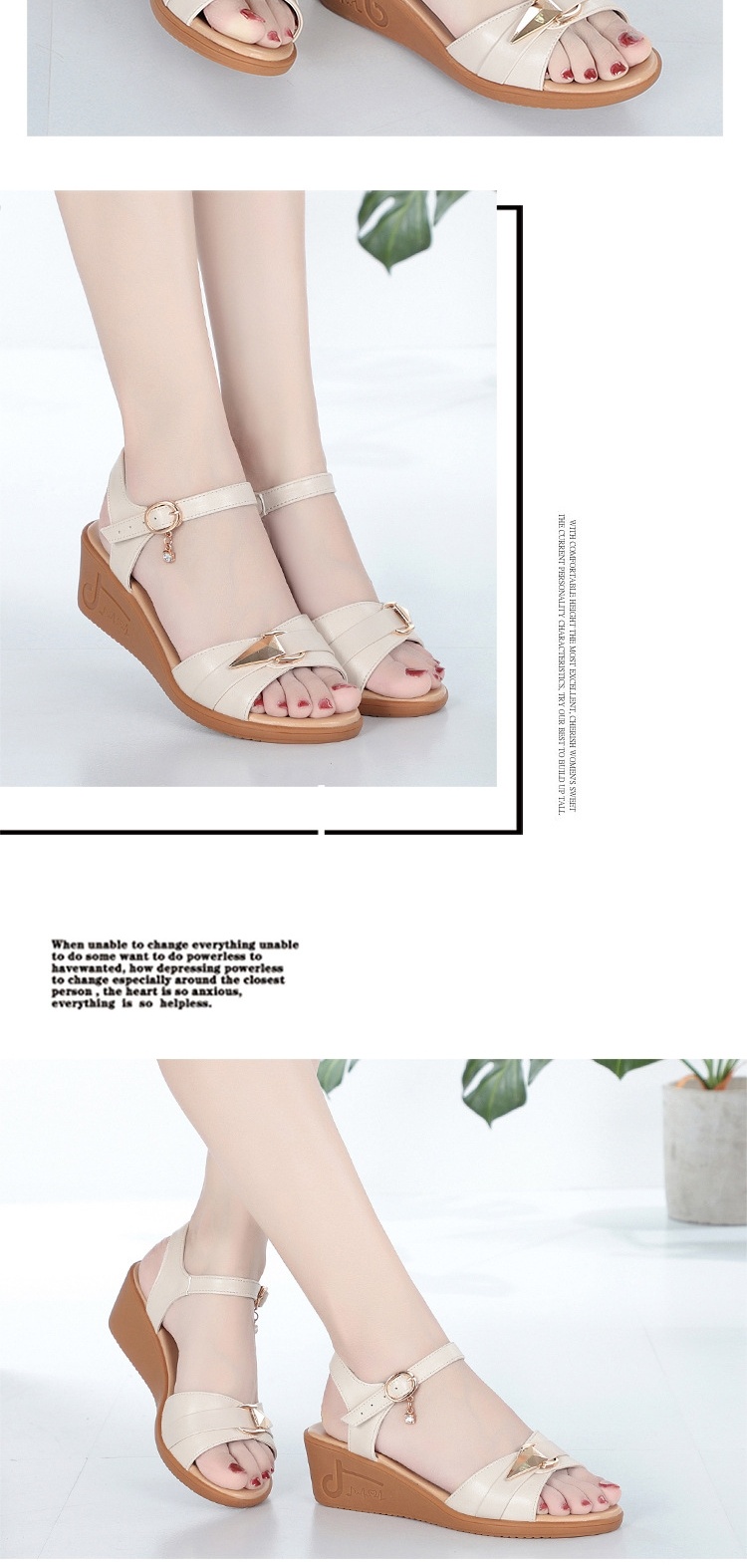 Dép Sandal Nữ Đế Xuồng Quai Hậu Mềm Mại Thoải Mái Đế Cao 4cm - 5cm Màu Be, Đen, Nâu chi tiết 4