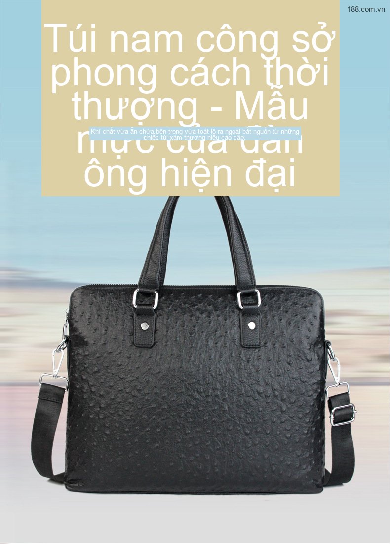 Túi Xách Công Sở Nam Da Thật Đeo Chéo, Xách Tay Thời Trang Màu Đen chi tiết 2