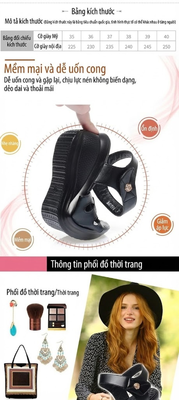 Dép Sandal Nữ Quai Ngang Đế Xuồng Da Bóng Đế Cao 4cm - 5cm Màu Đen, Trắng, Đỏ chi tiết 3