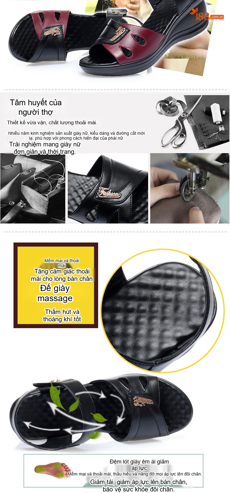 Dép Sandal Nữ Quai Ngang Đế Xuồng Da Bóng Đế Cao 4cm - 5cm Màu Đen, Trắng, Đỏ chi tiết 4