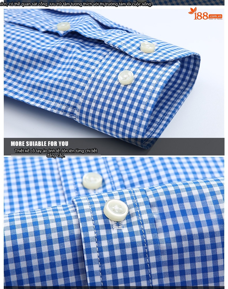 Áo Sơ Mi Nam Cotton Họa Tiết Kẻ Sọc Mỏng Nhẹ Màu Trắng, Đen, Xám, Xanh chi tiết 13