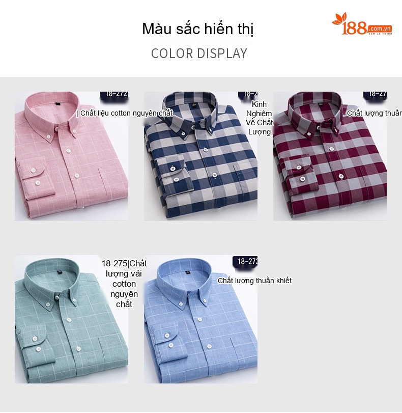 Áo Sơ Mi Nam Cotton Mỏng Nhẹ Họa Tiết Kẻ Caro Công Sở Màu Hồng, Xanh Dương, Xanh Lá, Xám... chi tiết 8