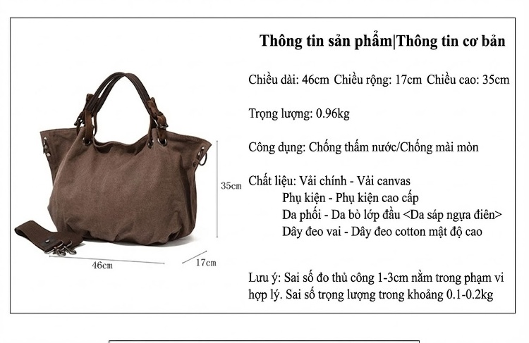 Túi Xách Nữ Vải Canvas Da Thật Đeo Vai Đeo Chéo Phong Cách Retro Màu Nâu, Xanh, Xám, Hồng... chi tiết 1