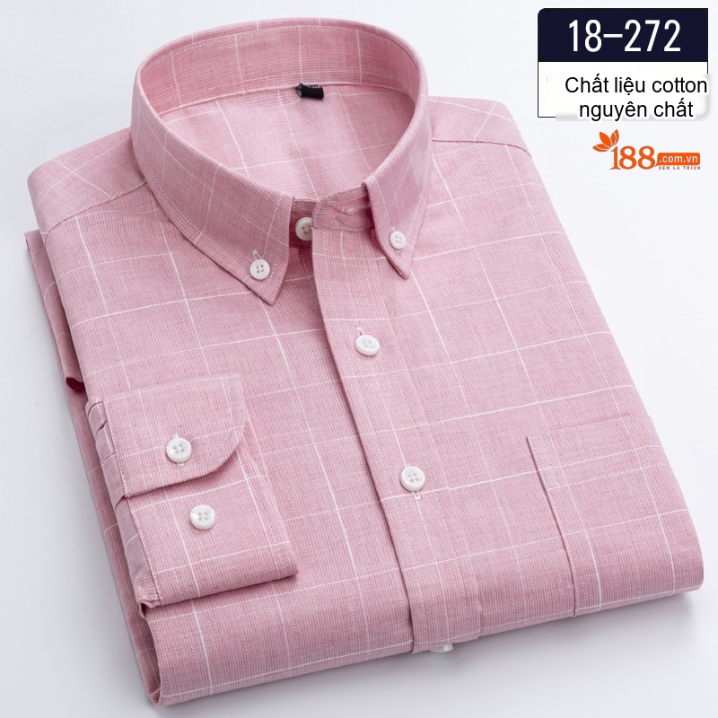 Áo Sơ Mi Nam Cotton Mỏng Nhẹ Họa Tiết Kẻ Caro Công Sở Màu Hồng, Xanh Dương, Xanh Lá, Xám...