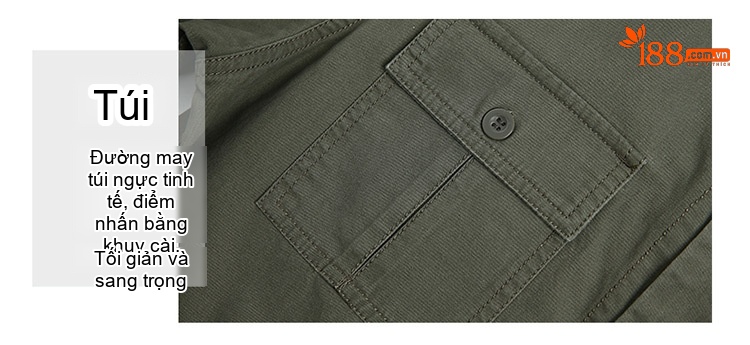 Áo Khoác Nam Cotton Ngắn Tay Dài Nhiều Túi Phong Cách Casual Màu Đen, Nâu, Xanh... chi tiết 6