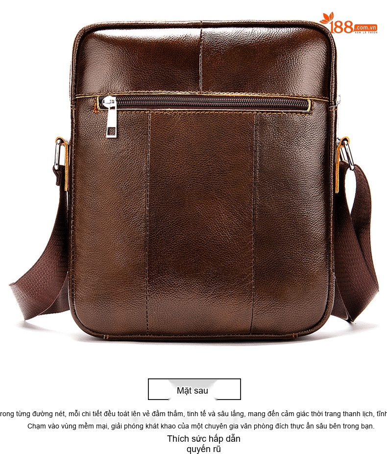 Túi Đeo Vai Nam Da Bò Dáng Đứng Thời Trang Màu Đen, Nâu chi tiết 26