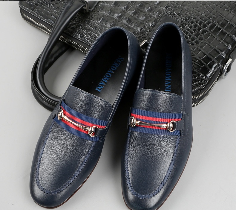 Giày Lười Nam Da Bò Mềm Mại Chiều Cao Đế Khoảng 2cm Màu Đen, Xanh Navy chi tiết 1