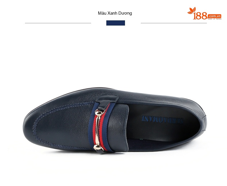 Giày Lười Nam Da Bò Mềm Mại Chiều Cao Đế Khoảng 2cm Màu Đen, Xanh Navy chi tiết 6