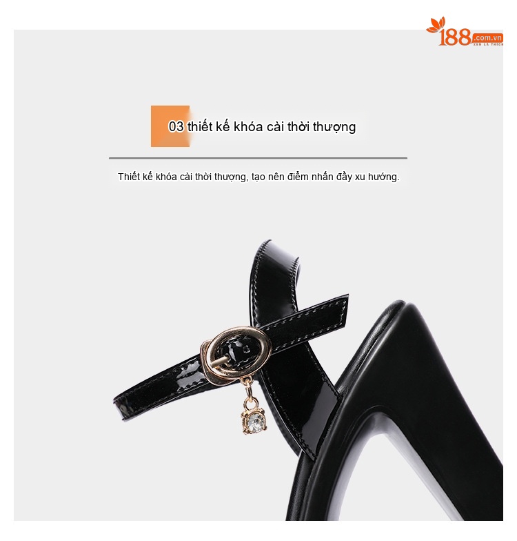 Giày Sandal Cao Gót Nữ Quai Ngang Hở Ngón Da Bóng Gót Cao 10cm Màu Đen, Đỏ, Trắng, Vàng Kim... chi tiết 10