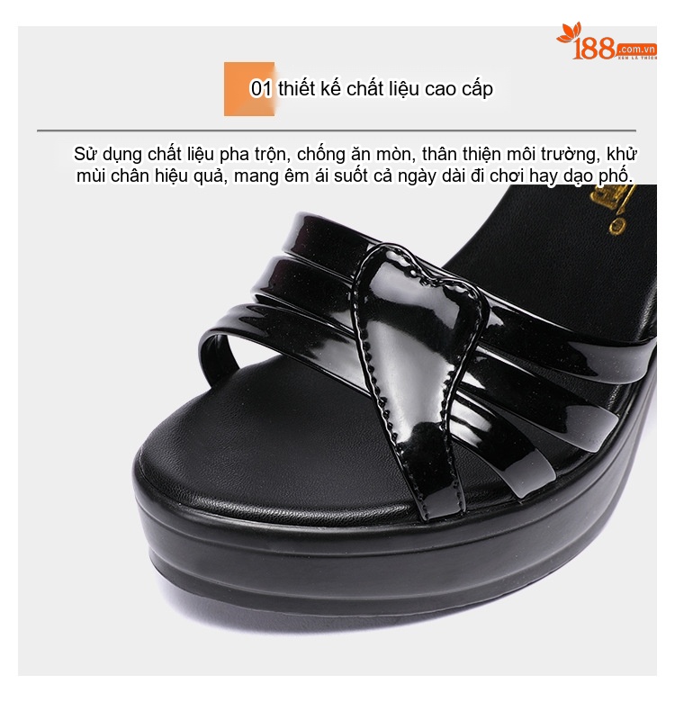 Giày Sandal Cao Gót Nữ Quai Ngang Hở Ngón Da Bóng Gót Cao 10cm Màu Đen, Đỏ, Trắng, Vàng Kim... chi tiết 8