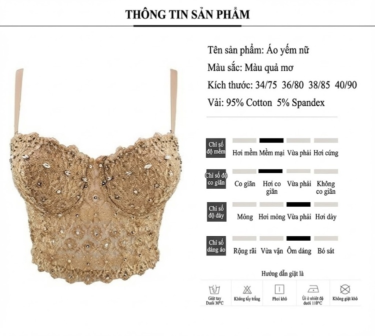 Áo Bra Ren Móc Treo Dây Sexy Lót Ngực Màu Nude chi tiết 2