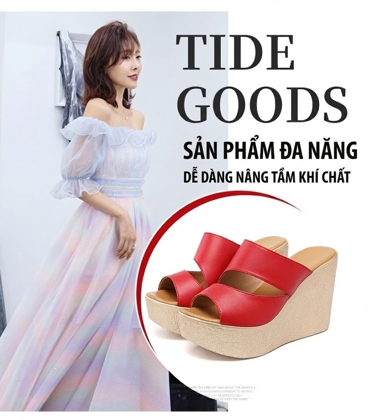 Dép Xuồng Nữ Quai Ngang Đế Bánh Mì Chiều Cao Đế 11cm Da Bóng Màu Đen, Đỏ, Trắng, Vàng... chi tiết 4