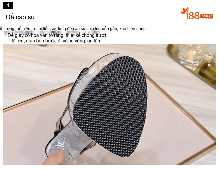 Giày Sandal Cao Gót Nữ Quai Ngang Hở Ngón Da Bóng Gót Cao 10cm - 12cm Màu Đen, Trắng, Bạc, Hồng... chi tiết 8