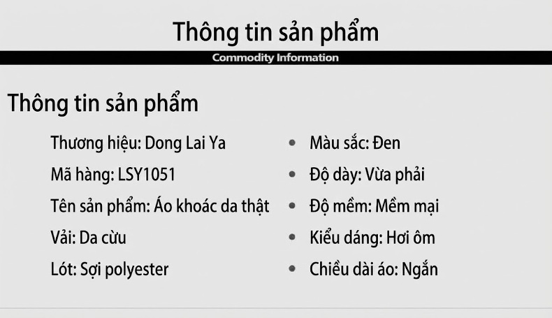 Áo Khoác Da Cừu Nam Cổ Trụ Ngắn Dáng Ôm Vừa Vặn Màu Đen chi tiết 3