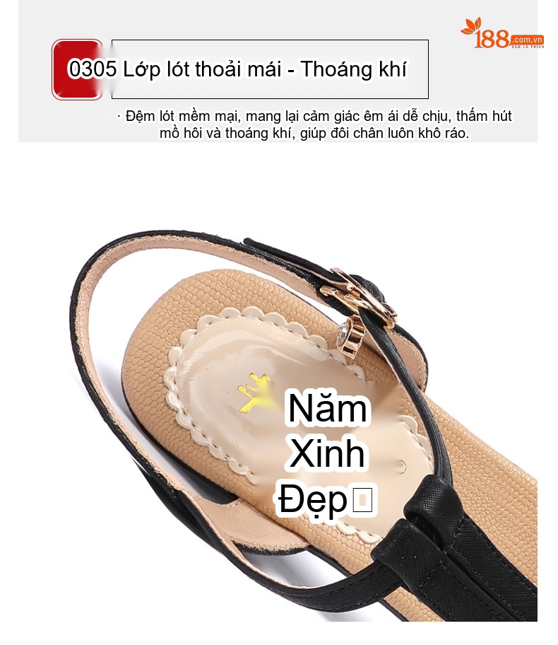Giày Sandal Cao Gót Nữ Quai Chữ T Đế Xuồng Gót Cao 8cm Màu Đen, Vàng Kim, Rượu Vang chi tiết 6