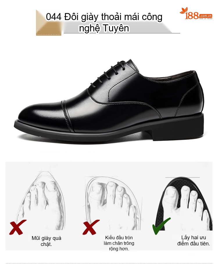 Giày Tây Buộc Dây Nam Da Bò Tăng Chiều Cao 6cm Phong Cách Anh Quốc Màu Đen, Nâu chi tiết 13