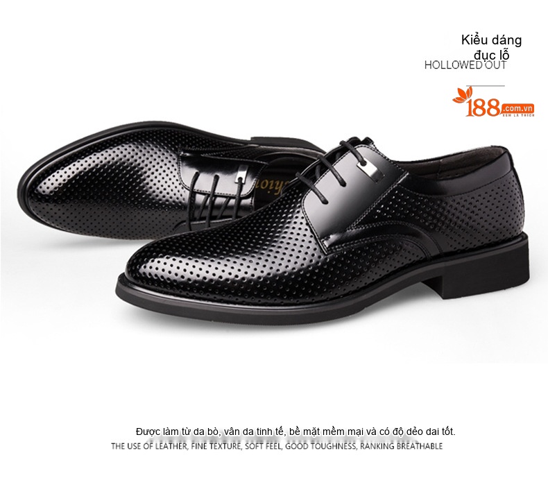 Giày Tây Buộc Dây Nam Da Bò Tăng Chiều Cao 6cm Lót Lông Màu Đen, Nâu chi tiết 20
