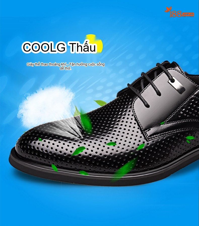Giày Tây Buộc Dây Nam Da Bò Tăng Chiều Cao 6cm Lót Lông Màu Đen, Nâu chi tiết 6