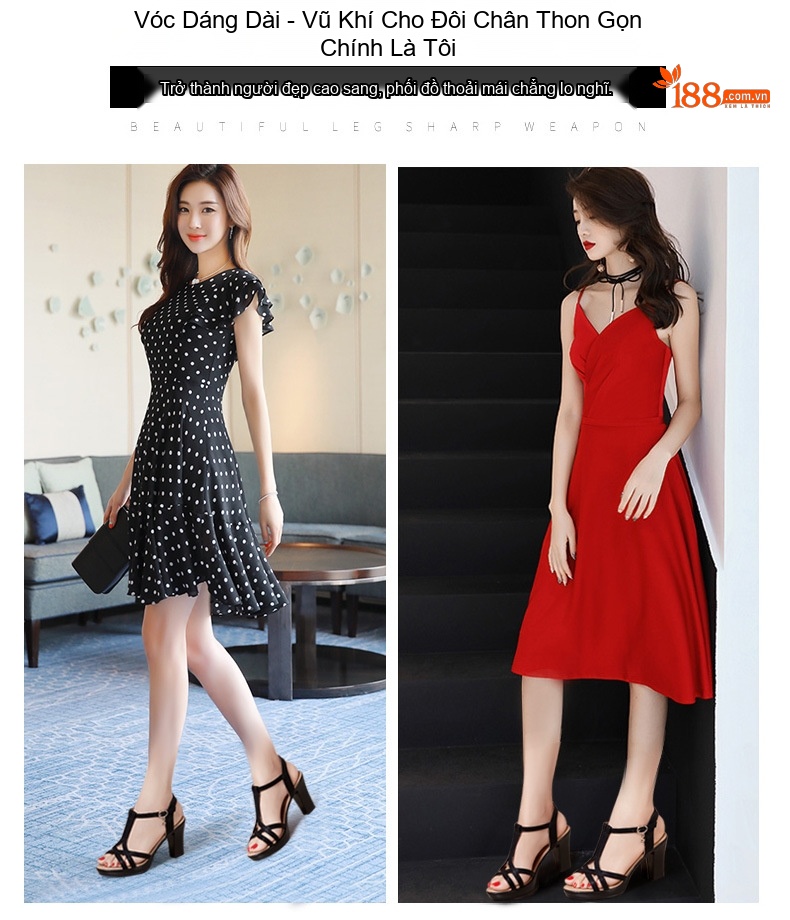 Giày Sandal Cao Gót Nữ Quai Chữ T Đế Xuồng Gót Cao 8cm Màu Đen, Vàng Kim, Rượu Vang chi tiết 1