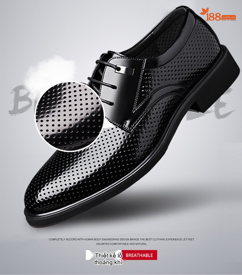 Giày Tây Buộc Dây Nam Da Bò Tăng Chiều Cao 6cm Lót Lông Màu Đen, Nâu chi tiết 9