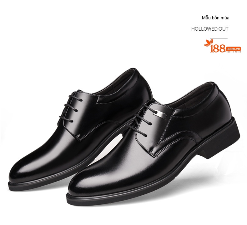 Giày Tây Buộc Dây Nam Da Bò Tăng Chiều Cao 6cm Lót Lông Màu Đen, Nâu chi tiết 22