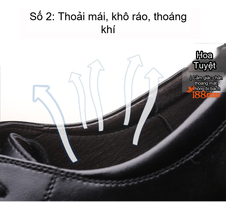 Giày Tây Buộc Dây Nam Da Bóng Chiều Cao Đế 6cm Màu Đen chi tiết 11