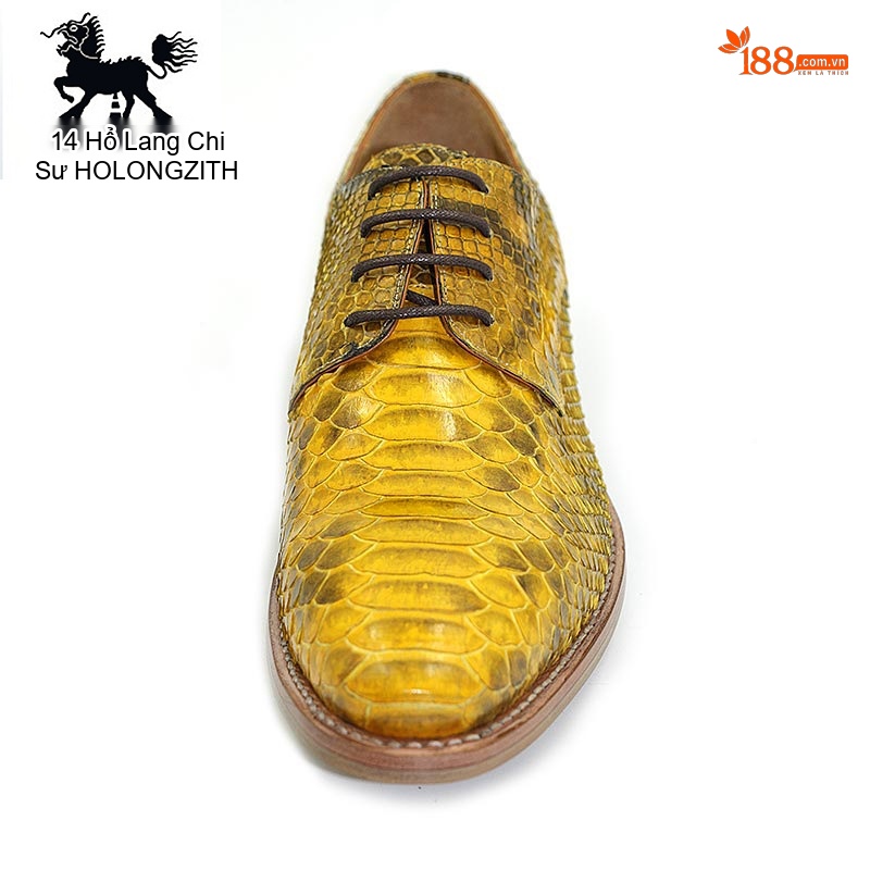 Giày Tây Buộc Dây Nam Da Rắn Chiều Cao Đế Khoảng 3cm Màu Vàng