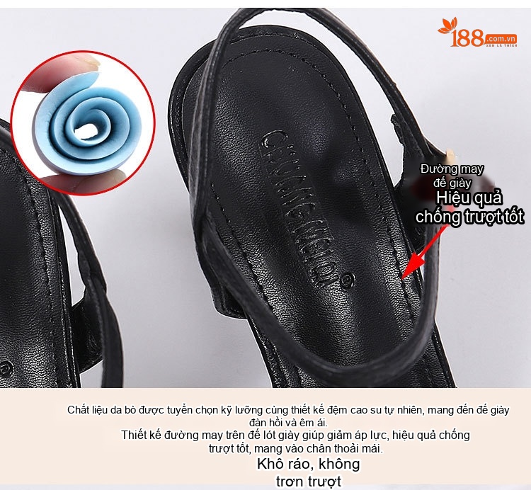 Giày Sandal Cao Gót Nữ Quai Mảnh Đính Đá Gót Cao 7cm - 8cm Màu Đen, Kem chi tiết 6
