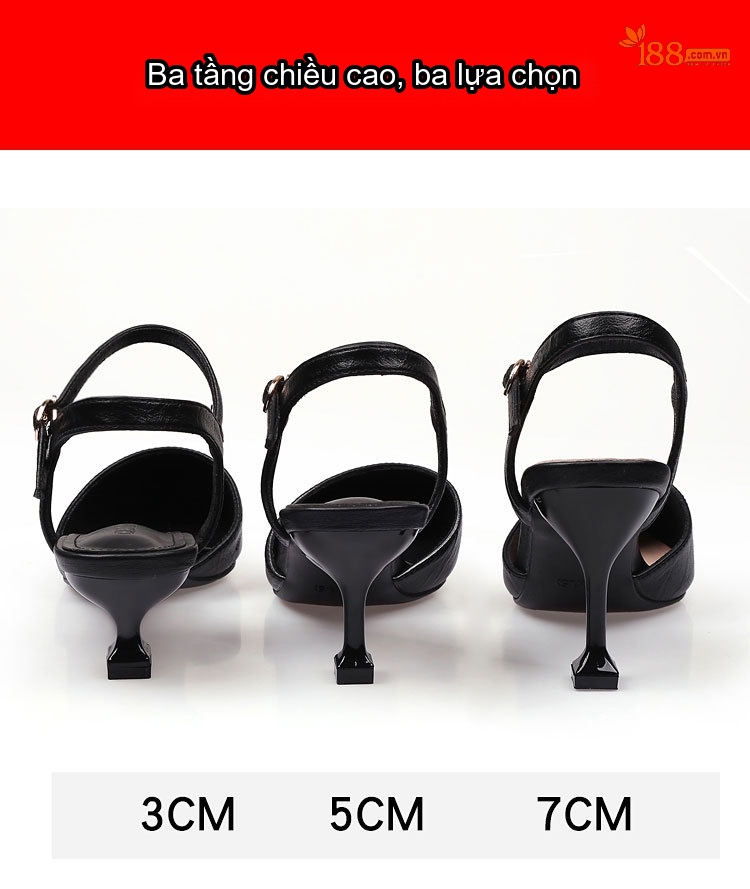 Giày Sandal Cao Gót Nữ Quai Mảnh Đính Đá Gót Cao 7cm - 8cm Màu Đen, Kem chi tiết 3