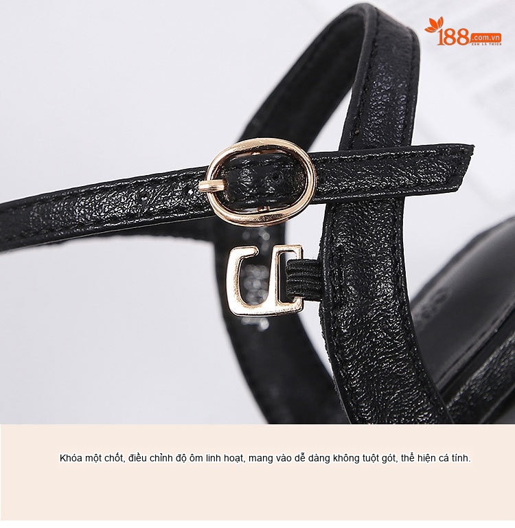 Giày Sandal Cao Gót Nữ Quai Mảnh Đính Đá Gót Cao 7cm - 8cm Màu Đen, Kem chi tiết 7