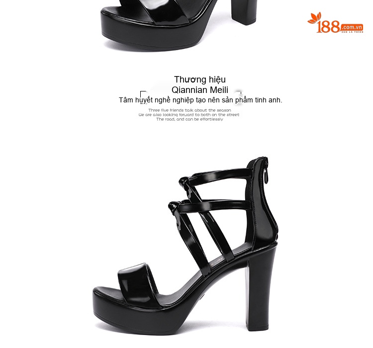 Giày Sandal Cao Gót Nữ Quai Hậu Hở Ngón Da Bóng Gót Cao 10cm Màu Đen, Trắng, Đỏ, Bạc... chi tiết 16