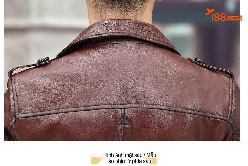 Áo Khoác Da Nam Da Bò Cổ Bẻ Dáng Ôm Màu Nâu, Đen chi tiết 22