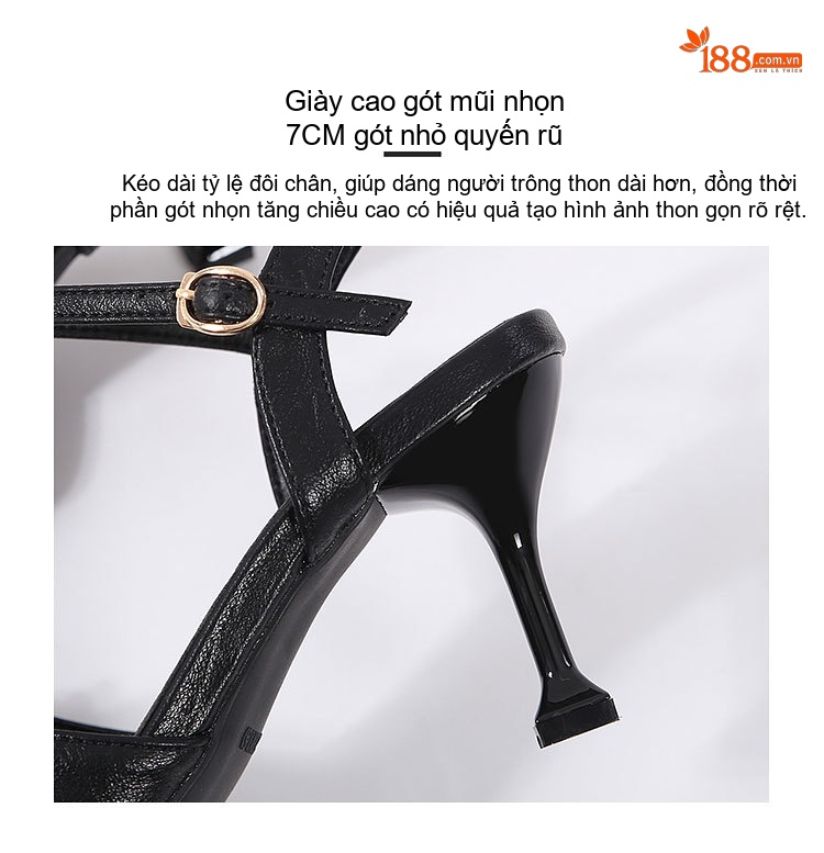 Giày Cao Gót Bít Mũi Đính Đá Chiều Cao Đế Khoảng 6cm Màu Đen, Kem chi tiết 8