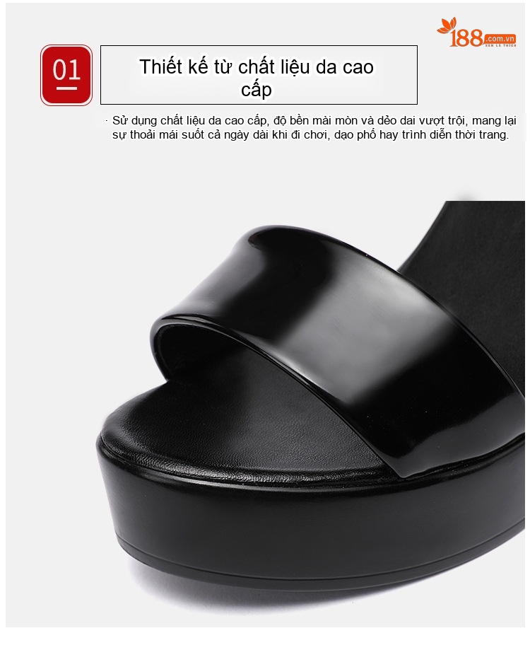 Giày Sandal Cao Gót Nữ Quai Hậu Hở Ngón Da Bóng Gót Cao 10cm Màu Đen, Trắng, Đỏ, Bạc... chi tiết 6